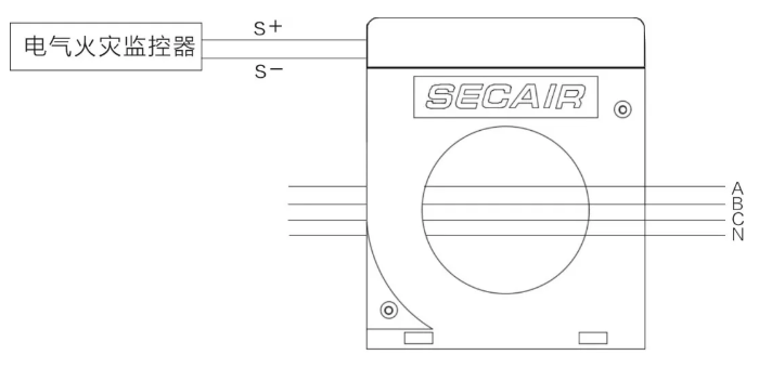 J-SCM41(160)剩余電流式<a href=http://www.fsliansheng.com.cn/dianqihuozai/ target=_blank class=infotextkey>電氣火災監控</a>探測器接線圖